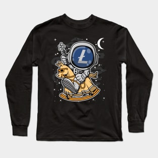 Astronaut Horse Litecoin LTC Coin To The Moon Crypto Token Cryptocurrency Blockchain Wallet Birthday Gift For Men Women Kids Long Sleeve T-Shirt